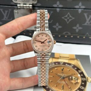 Rolex Datejust SS/RG Plated Pink Dial CZ Diamonds 31mm Jub AAA Replica