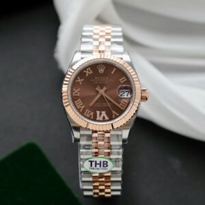 Rolex Datejust SS/RG Plated Chocolate Roman Dial CZ Diamonds 31mm Jub Replica