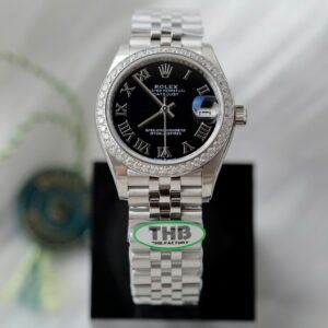 Rolex Datejust 316L Steel Black Dial With Diamonds 31mm Jub THBF Replica