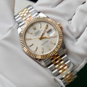 Alternative view of Rolex Datejust SS/YG Plated White Dial 41mm Jub Super Clone