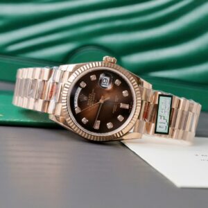 Alternative view of Rolex Day-Date RG Plated Chocolate Dial CZ Diamonds 36mm Super Clone