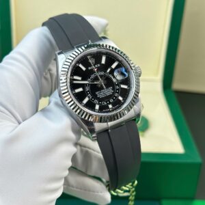 Alternative view of Rolex Sky-Dweller 904L Steel Black Dial 42mm Oysterflex Super Clone
