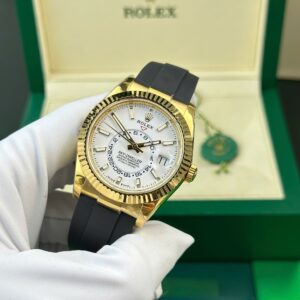 Alternative view of Rolex Sky-Dweller YG Plated White Dial 42mm Oysterflex Super Clone