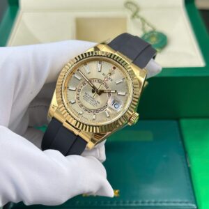 Alternative view of Rolex Sky-Dweller YG Plated Champagne Dial 42mm Oysterflex Super Clone
