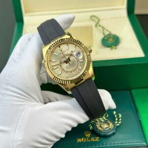 Rolex Sky-Dweller YG Plated Champagne Dial 42mm Oysterflex Super Clone