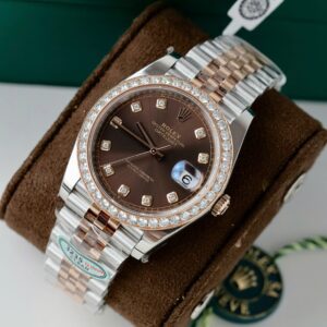 Alternative view of Rolex Datejust SS/RG Plated Chocolate Dial With Diamonds 41mm Jub Super Clone