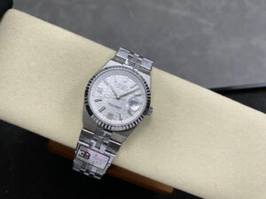 Alternative view of Rolex Land-Dweller 127234 904L Steel White Honeycomb-Motif Dial 36mm Super Clone