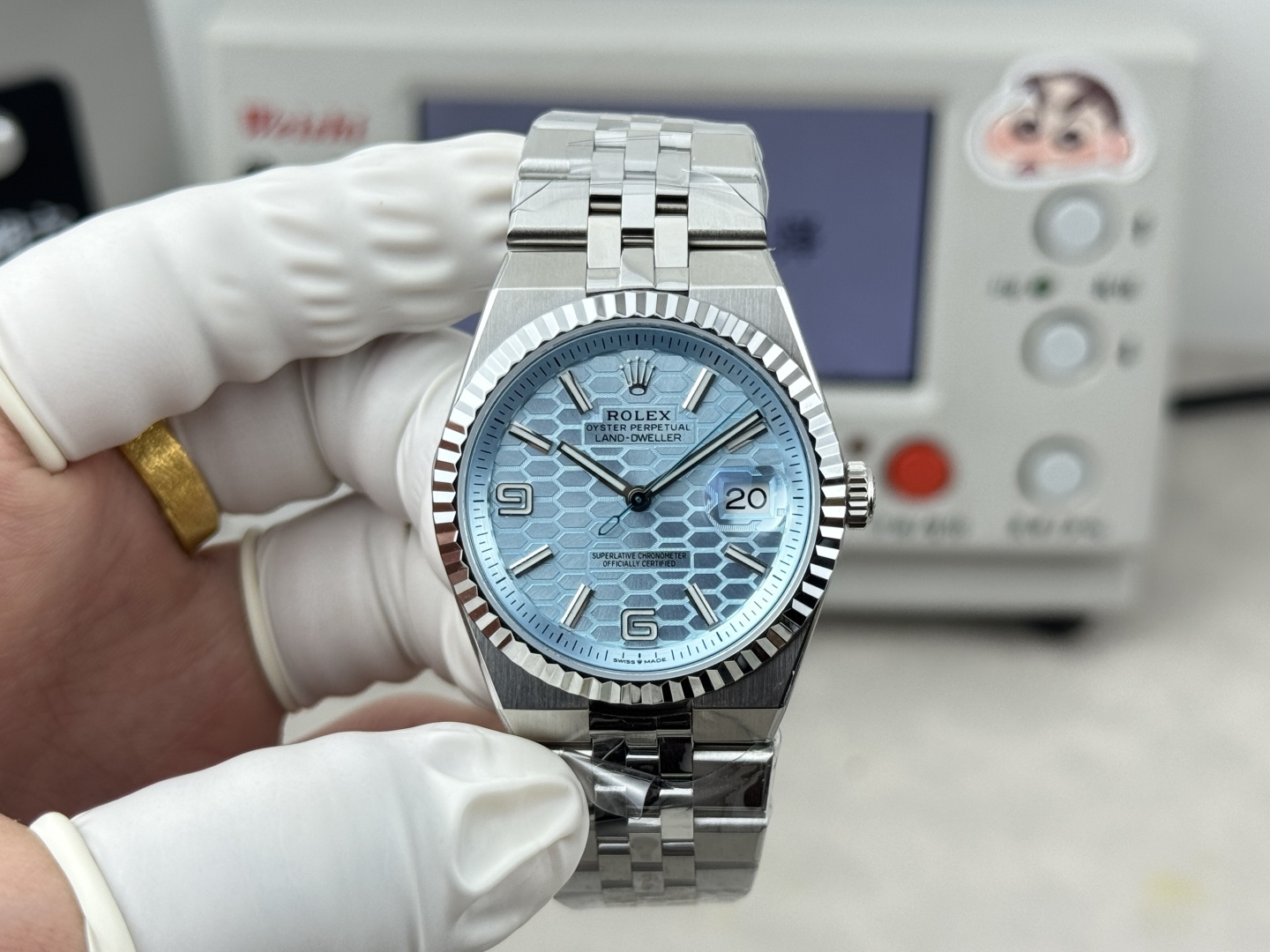 Rolex Land-Dweller 127236 Ice-Blue Honeycomb-Motif Dial 36mm Super Clone