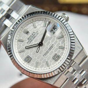 Alternative view of Rolex Land-Dweller 127234 904L Steel White Honeycomb-Motif Dial 36mm Replica