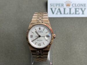 Rolex Land-Dweller 127235 Rose Gold White Honeycomb-Motif Dial 36mm Super Clone - Super Clone Valley