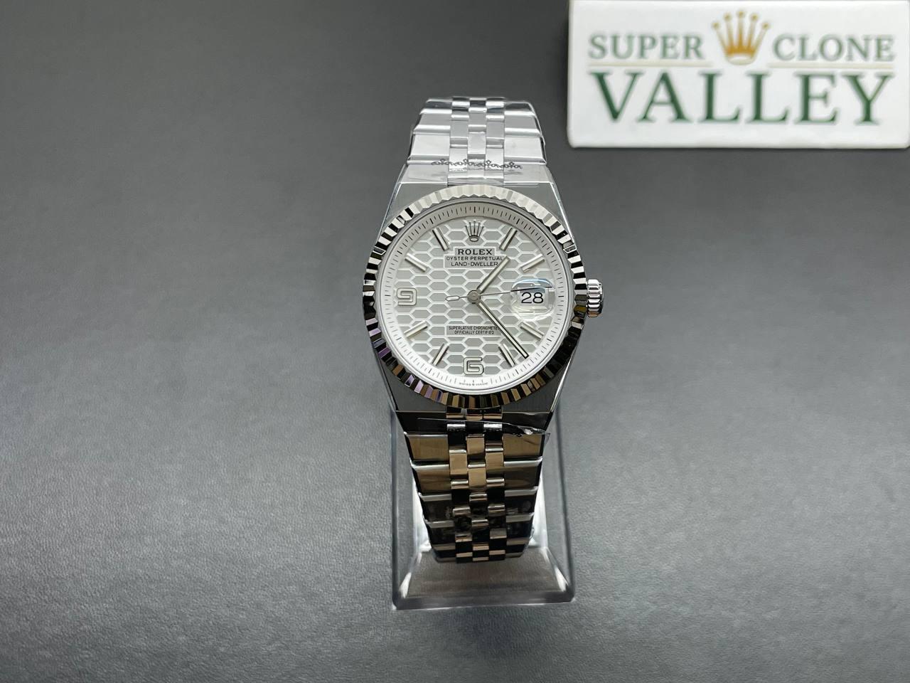 Rolex Land-Dweller 127334 White Honeycomb-Motif Dial 40mm Replica - Super Clone Valley