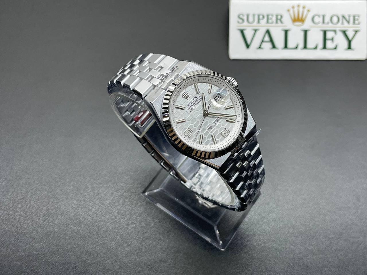 Rolex Land-Dweller 127334 White Honeycomb-Motif Dial 40mm Replica - Super Clone Valley detail view 2